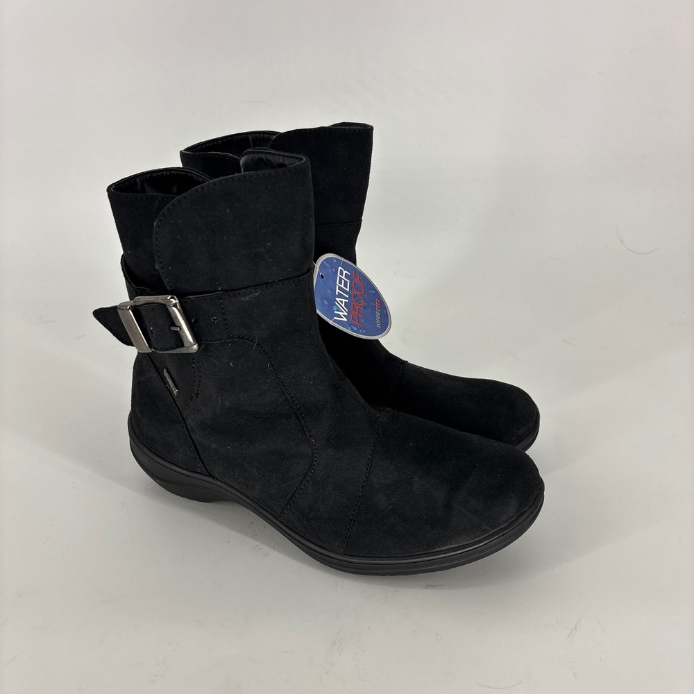 New Romika Dora 10 Waterproof Ankle Boots Black Women Size 39 Suede Buckle
